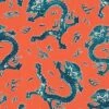 BARBARA Home Tapete China Drachen Orange Blau 527957