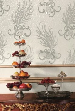 Glööckler Tapete Vlies Federn Weiss Glanz 54847 -A.S. Creation Verkäufe Harald Gloeoeckler Tapete Vlies Federn silberwei 3