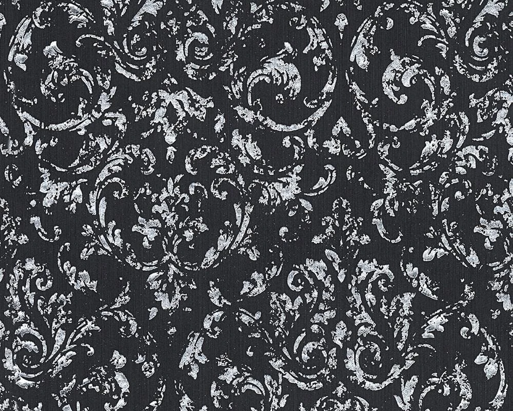 Tapete Textil Barock Schwarz Silber Architects Paper 30660-6 1 Tapete Textil Barock Schwarz Silber Architects Paper 30660-6