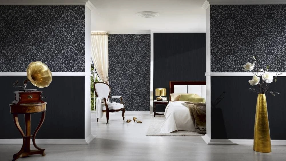 Tapete Textil Barock Schwarz Silber Architects Paper 30660-6 2 Tapete Textil Barock Schwarz Silber Architects Paper 30660-6 – Bild 2