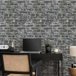 Tapete Vlies Backstein Wand Schwarz Grau 6318-15 -A.S. Creation Verkäufe Tapete Vlies Backstein Wand schwarz grau 6318 15 63209911 5