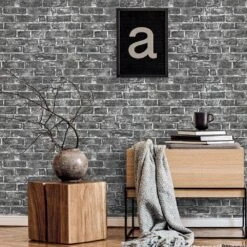 Tapete Vlies Backstein Wand Schwarz Grau 6318-15 -A.S. Creation Verkäufe Tapete Vlies Backstein Wand schwarz grau 6318 15 63209911 7