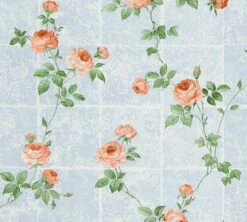 A.S. Creation Tapete Vlies Blumen Fliesen Blau Grün Glanz 34501-1