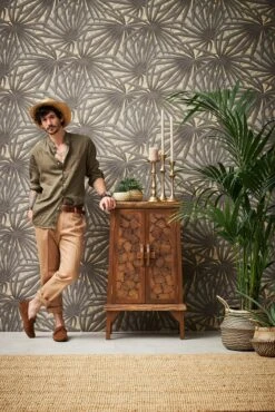 Tapete Vlies Palme Blätter Grau Gold Metallic 37861-1 -A.S. Creation Verkäufe Tapete Vlies Palme Blaetter grau gold Metallic 37861 1 63206692 3