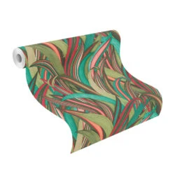 Tapete Vlies Rasch Blätter Gräser Grün Rot 541267