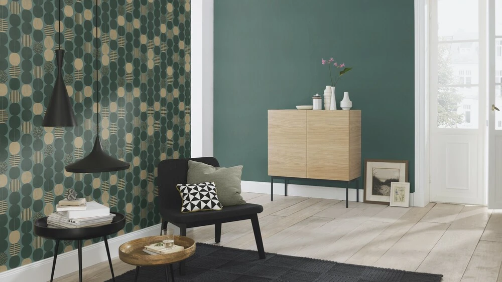 Tapete Vlies Rasch Uni Leinen Dunkelgrün 531459 3 Tapete Vlies Rasch Uni Leinen Dunkelgrün 531459 – Bild 3