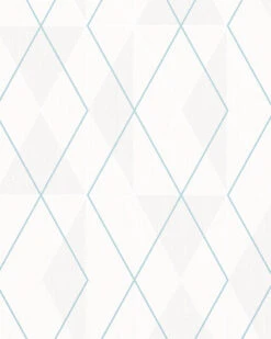 Tapete Vlies Rauten Grafik Weiß Blau Beige Glanz 6737-90