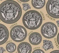 Versace Vliestapete 38611-4 Medusa Beige Gold Silber