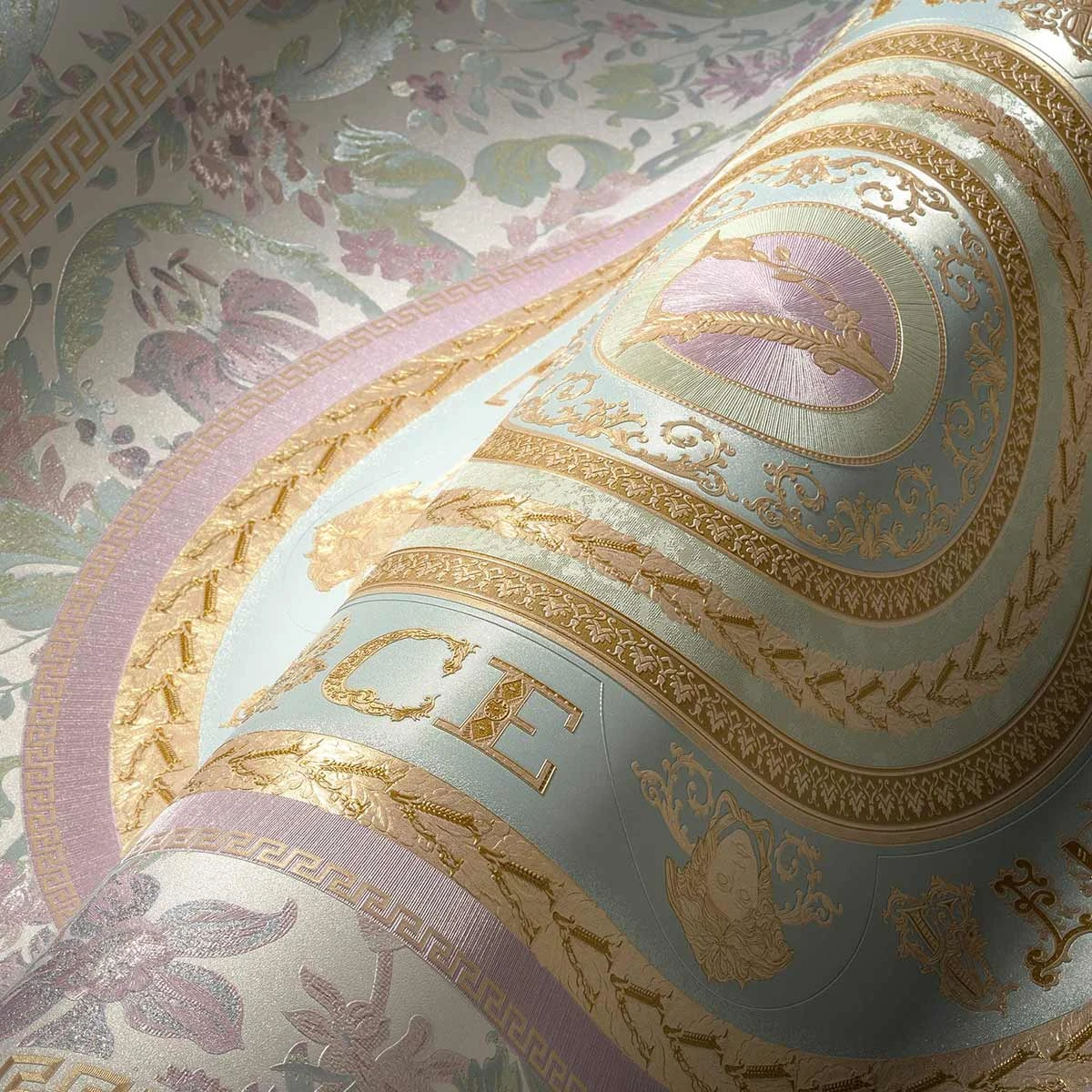 Versace Vliestapete 38705-2 Floral Medusa Weiß Rosa 3 Versace Vliestapete 38705-2 Floral Medusa Weiß Rosa – Bild 3