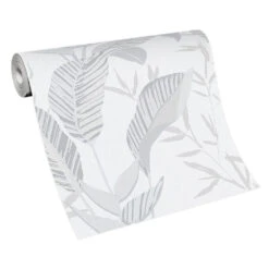 Vliestapete Elle Blattmuster Weiß Grau Silber 10332-10 -A.S. Creation Verkäufe Vliestapete Elle Blaetter Weiss Grau Silber 10332 10 63216403 2