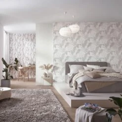 Vliestapete Elle Blattmuster Weiß Grau Silber 10332-10 -A.S. Creation Verkäufe Vliestapete Elle Blaetter Weiss Grau Silber 10332 10 63216403 3