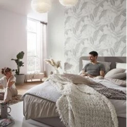 Vliestapete Elle Blattmuster Weiß Grau Silber 10332-10 -A.S. Creation Verkäufe Vliestapete Elle Blaetter Weiss Grau Silber 10332 10 63216403 5