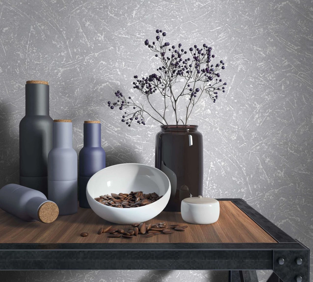 Vliestapete Grau Putz Optik Uni Marburg 34155 3 Vliestapete Grau Putz Optik Uni Marburg 34155 – Bild 3