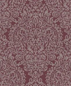 Vliestapete Ornament Porzellan Bordeaux Glanz 296210