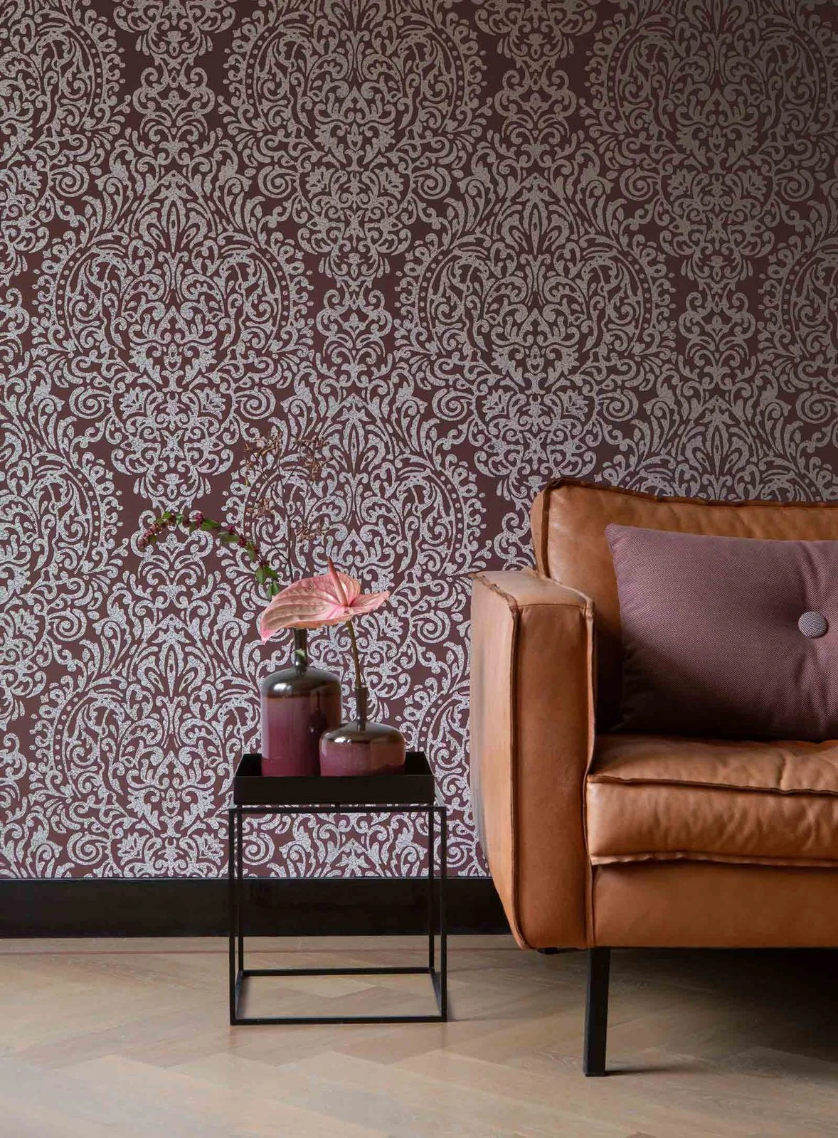 Vliestapete Ornament Porzellan Bordeaux Glanz 296210 2 Vliestapete Ornament Porzellan Bordeaux Glanz 296210 – Bild 2